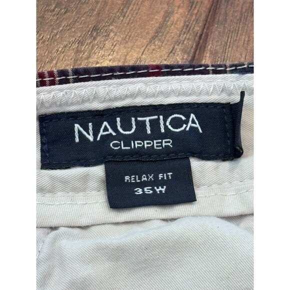 Nautica Clipper Relax Fit Plaid Patchwork Shorts 35W Cotton Blend Multicolor - Picture 3 of 5